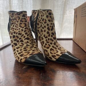 Jimmy Choo leopard print calf-hair leather cap-toe heels